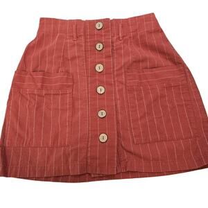 Hesperus Rust Pinstripe Button Front Mini Skirt Size S